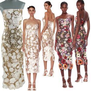 🆕 BRONX & BANCO 🧿 NWOT Jasmine Blanc Corset Midi Dress, Sz L US 8